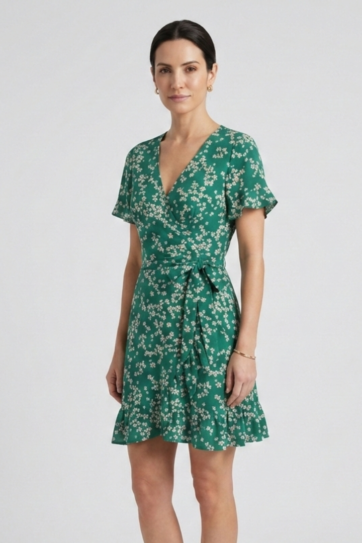 Lila | V-Neck Mini Dress with Ruffle Hem