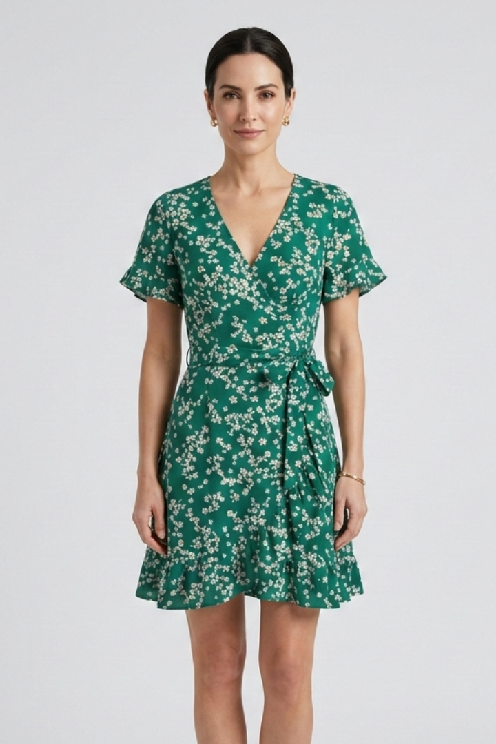 Lila | V-Neck Mini Dress with Ruffle Hem