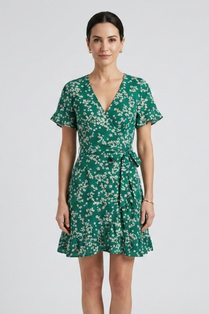 Lila | V-Neck Mini Dress with Ruffle Hem