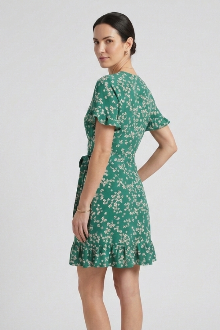 Lila | V-Neck Mini Dress with Ruffle Hem