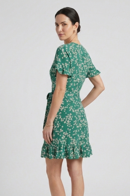 Lila | V-Neck Mini Dress with Ruffle Hem