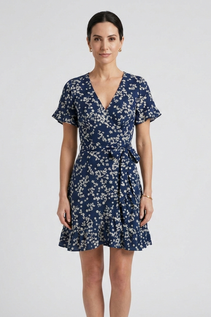 Lila | V-Neck Mini Dress with Ruffle Hem
