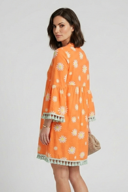 Lila | V-Neck Mini Dress with Tassel Hem