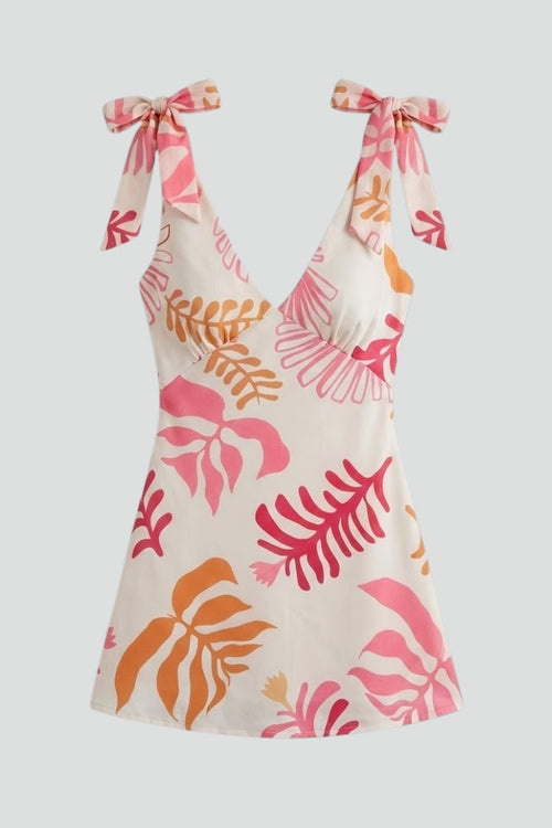 Luna | V Neck Mini Dress with Tie Shoulders
