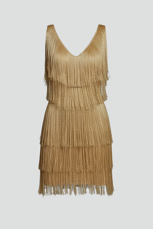 Lila | V Neck Fringe Mini Dress