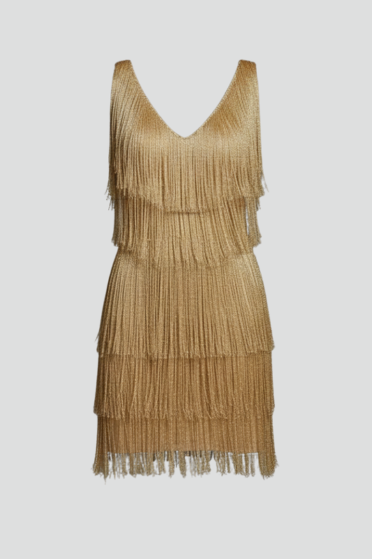 Lila | V Neck Fringe Mini Dress