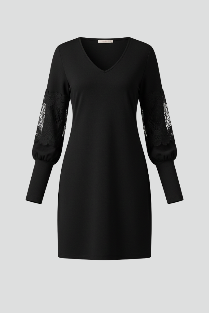 Lila | V Neck Mini Dress with Lace Panels