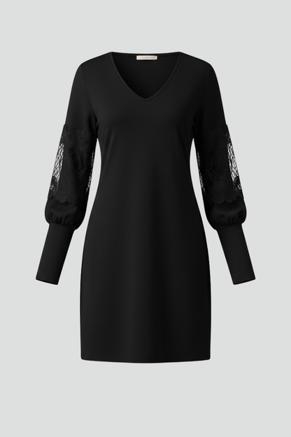 Lila | V Neck Mini Dress with Lace Panels