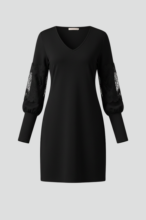 Lila | V Neck Mini Dress with Lace Panels