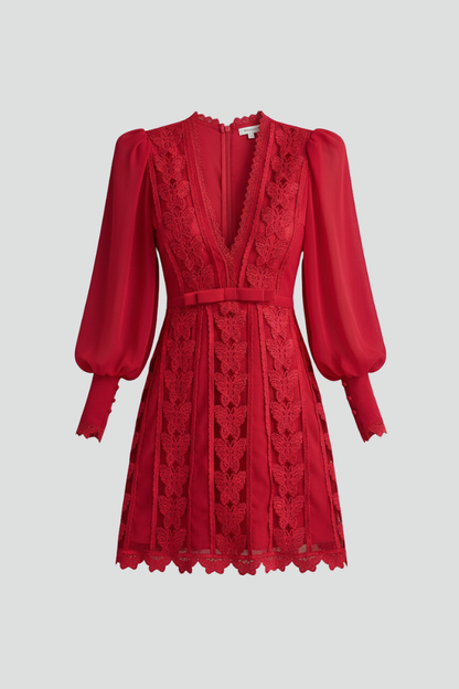 Lena | V Neck Long Sleeve Mini Dress