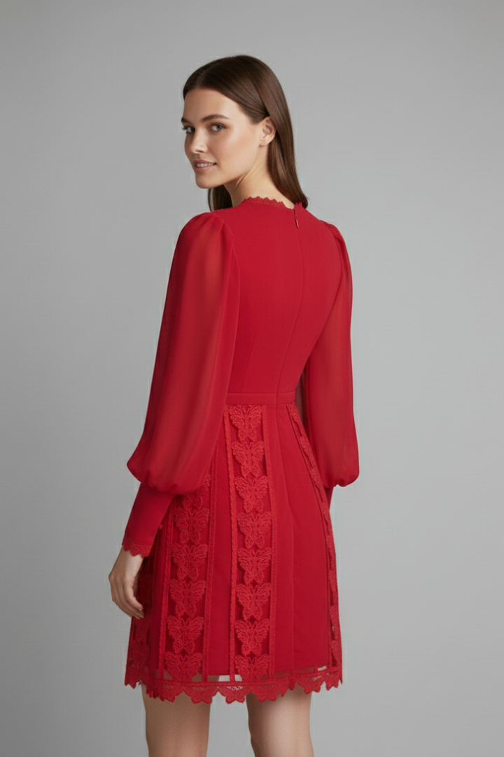 Lena | V Neck Long Sleeve Mini Dress