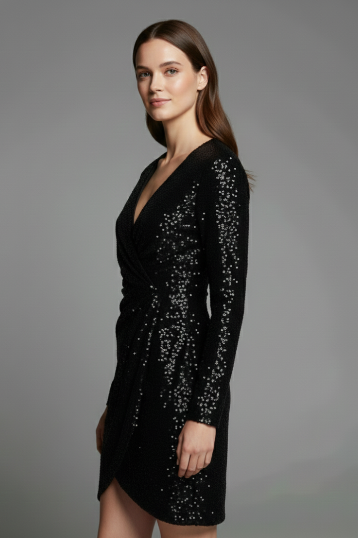 Lila | V Neck Sequin Mini Dress