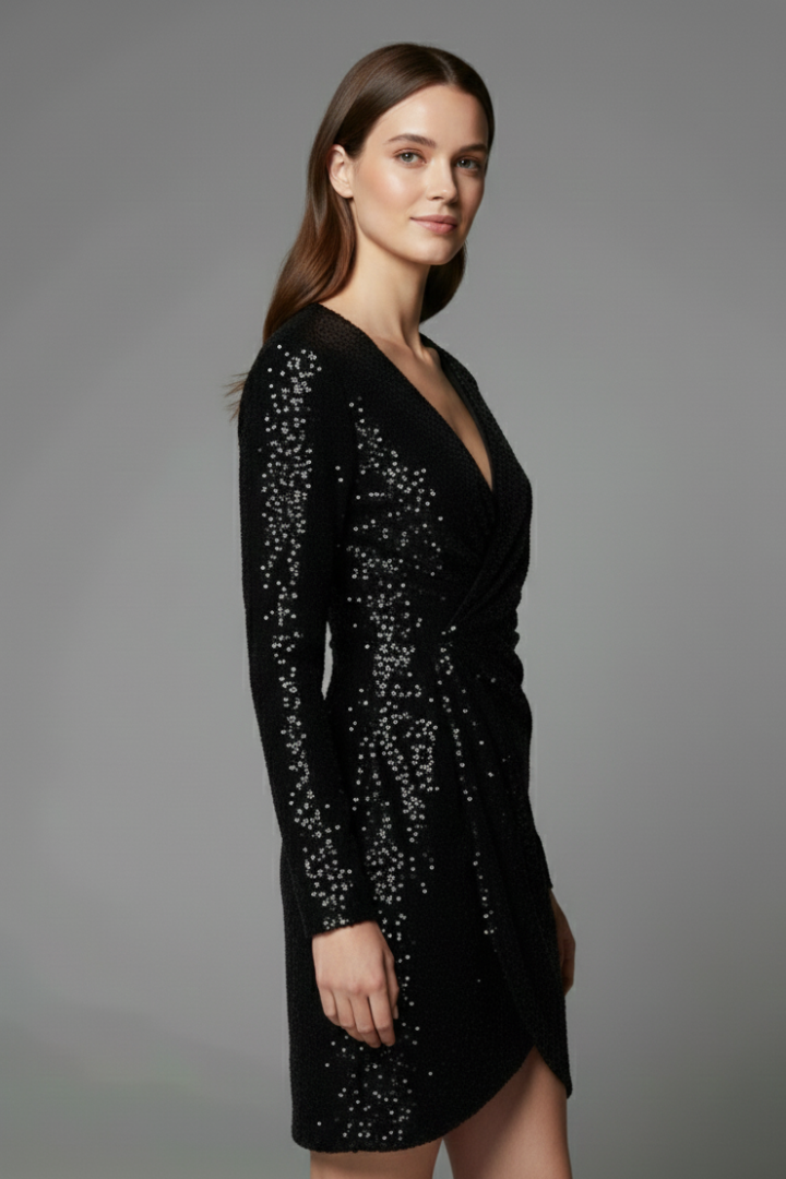 Lila | V Neck Sequin Mini Dress