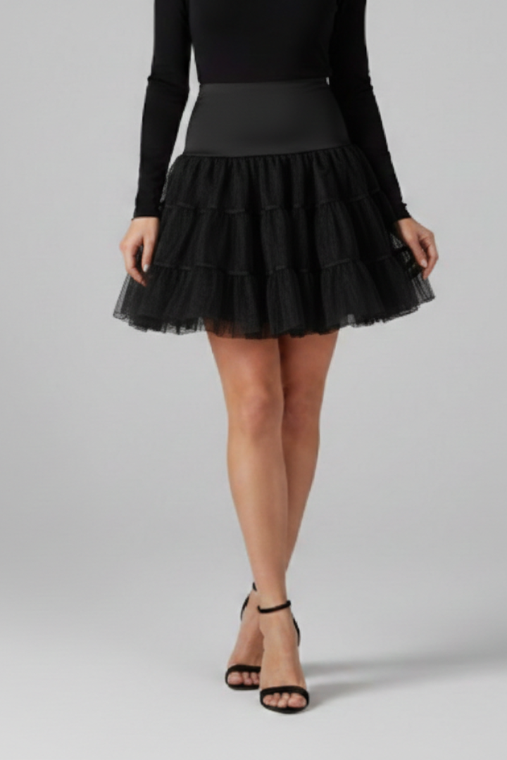 Lila | Tiered Mesh Mini Skirt with Elastic Waist