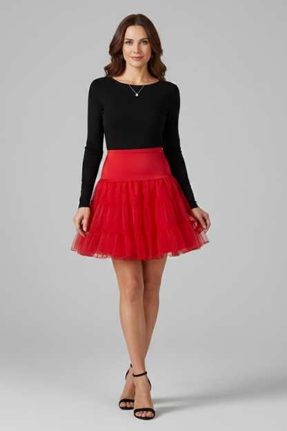 Lila | Tiered Mesh Mini Skirt with Elastic Waist