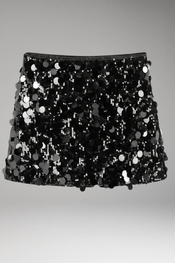 Lena | Fitted Waist Sequin Mini Skirt