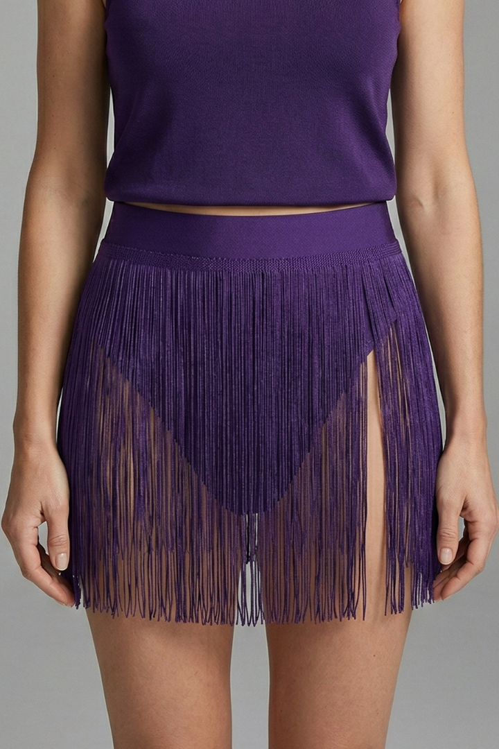 Lila | High-Waisted Mini Skirt with Fringe Hem