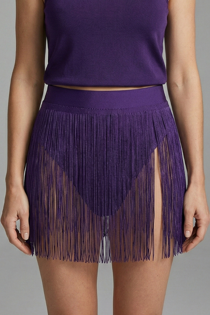 Lila | High-Waisted Mini Skirt with Fringe Hem