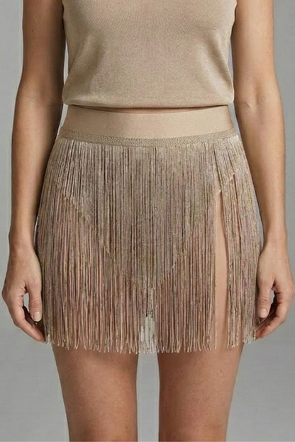 Lila | High-Waisted Mini Skirt with Fringe Hem