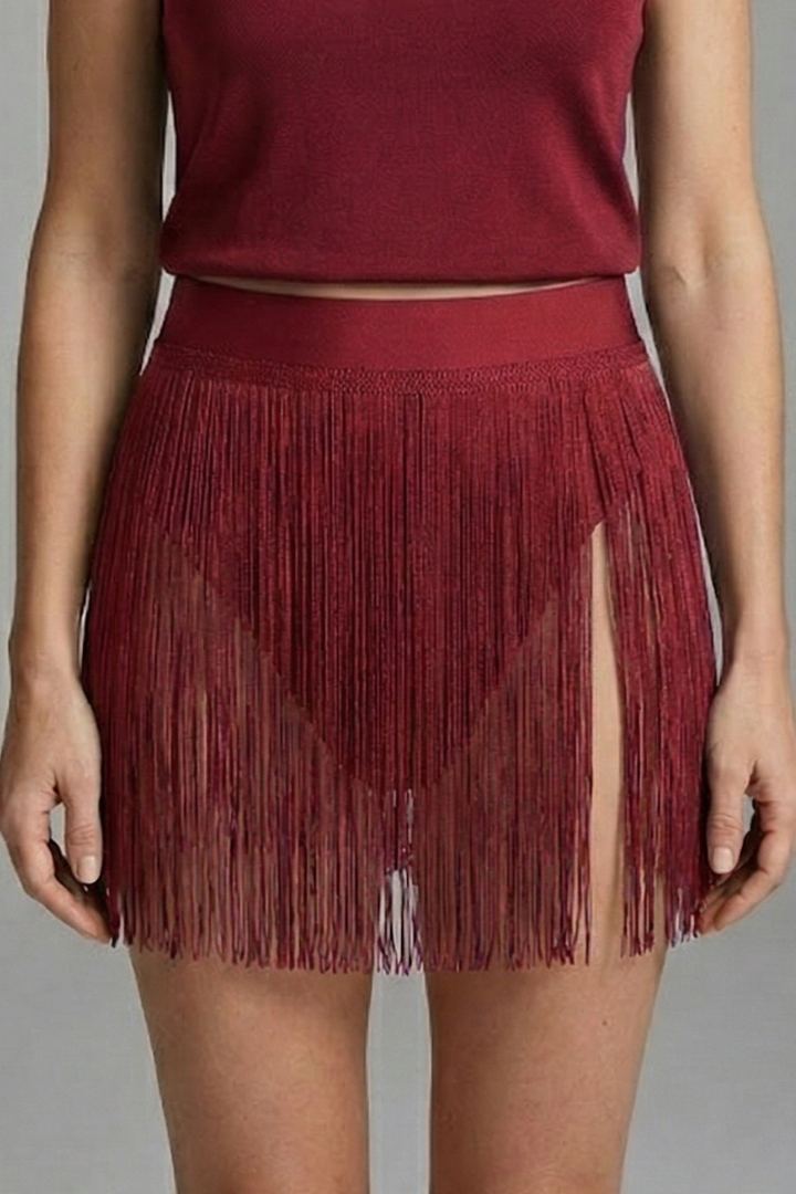 Lila | High-Waisted Mini Skirt with Fringe Hem