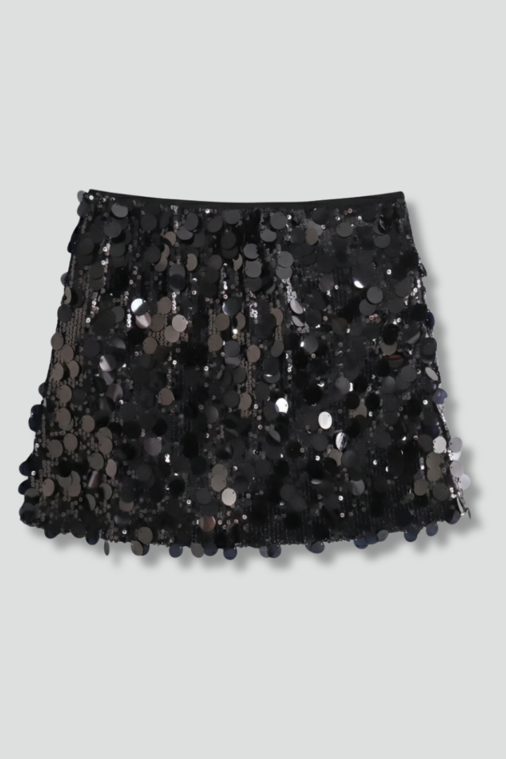 Elena | Sequinned Mini Skirt with Straight Hem