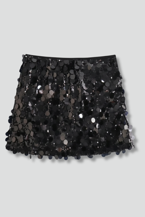 Elena | Sequinned Mini Skirt with Straight Hem