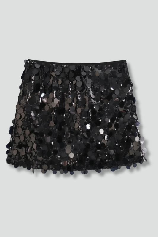 Elena | Sequinned Mini Skirt with Straight Hem
