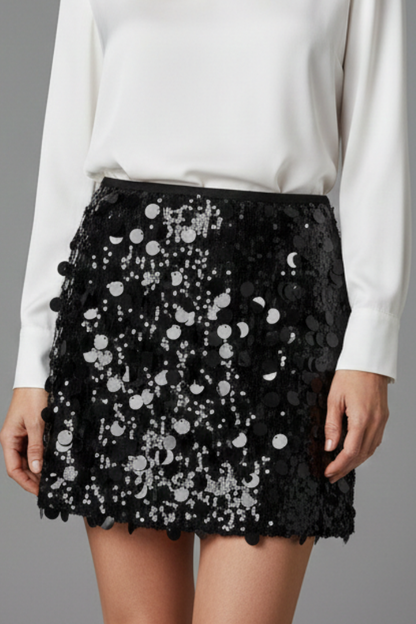 Elena | Sequinned Mini Skirt with Straight Hem