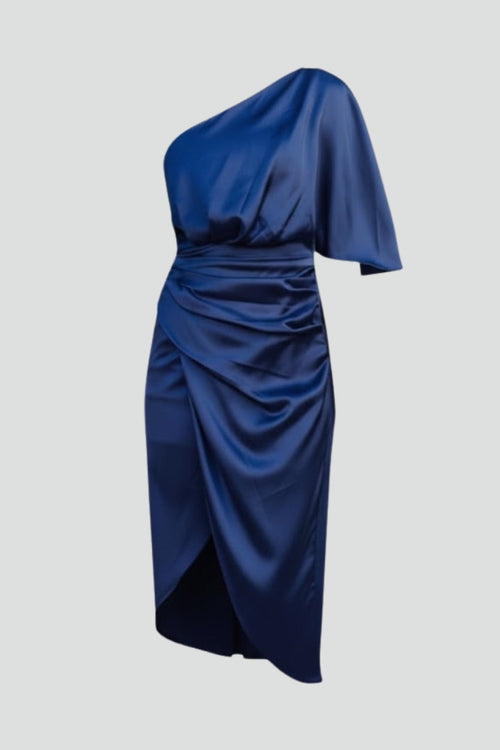 Lena | Draped One Shoulder Midi Dress