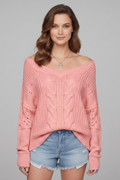 Lila | Oversized Knit Sweater with Ribbed Cuffs