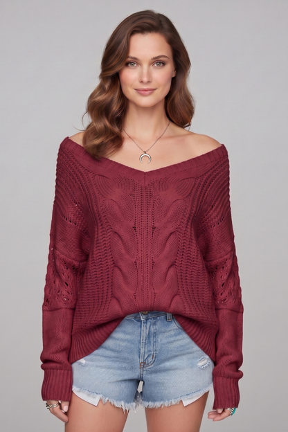 Lila | Oversized Knit Sweater with Ribbed Cuffs