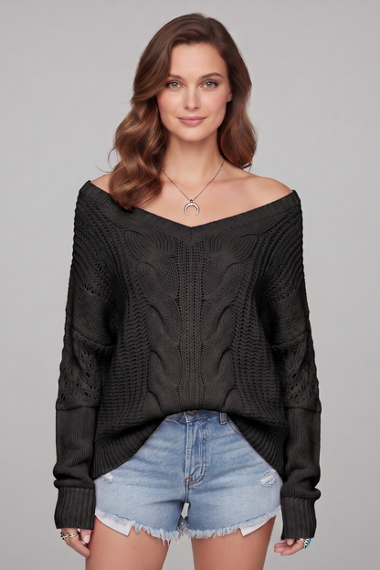 Lila | Oversized Knit Sweater with Ribbed Cuffs