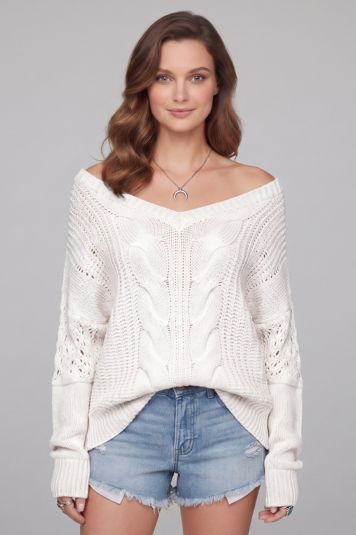Lila | Oversized Knit Sweater with Ribbed Cuffs