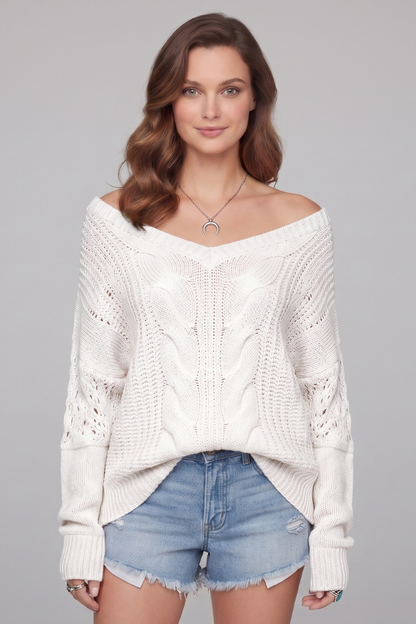 Lila | Oversized Knit Sweater with Ribbed Cuffs