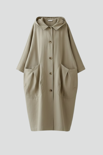 Lena | Oversized Trench Coat with Hood and Pockets