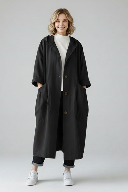 Lena | Oversized Trench Coat with Hood and Pockets