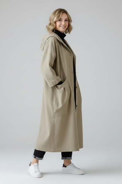 Lena | Oversized Trench Coat with Hood and Pockets