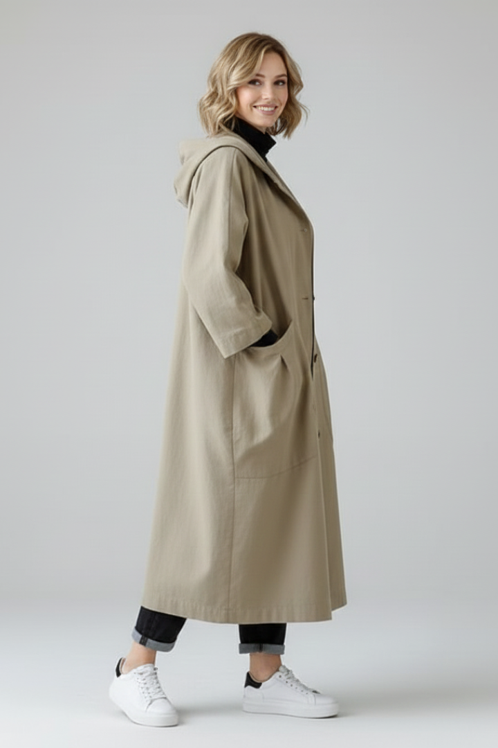 Lena | Oversized Trench Coat with Hood and Pockets