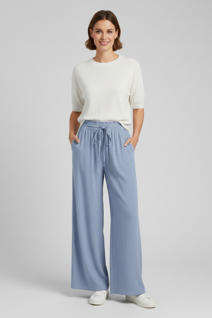 Lila | Elegant Palazzo Trousers with Drawstring Waist