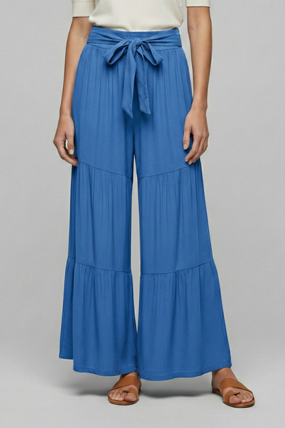 Elena | Tiered Palazzo Trousers with Drawstring Waist