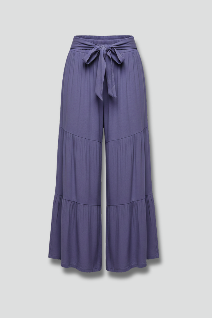 Elena | Tiered Palazzo Trousers with Drawstring Waist