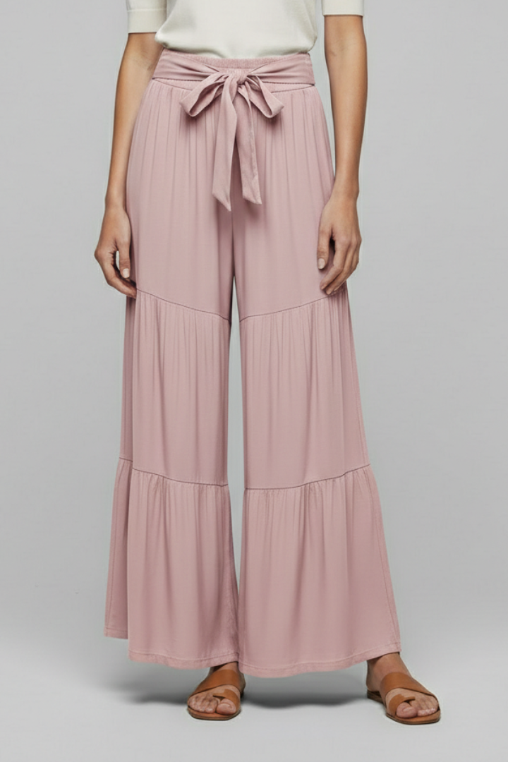 Elena | Tiered Palazzo Trousers with Drawstring Waist