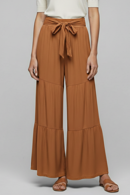 Elena | Tiered Palazzo Trousers with Drawstring Waist
