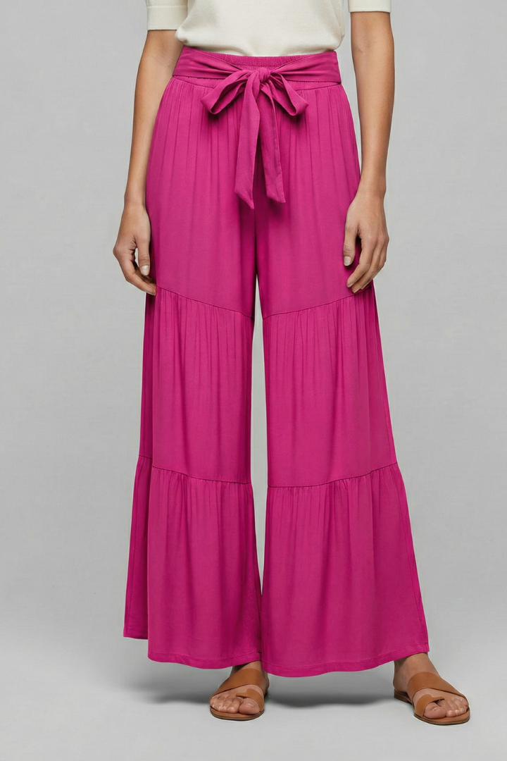 Elena | Tiered Palazzo Trousers with Drawstring Waist