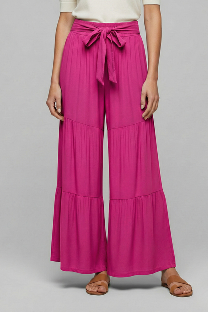 Elena | Tiered Palazzo Trousers with Drawstring Waist