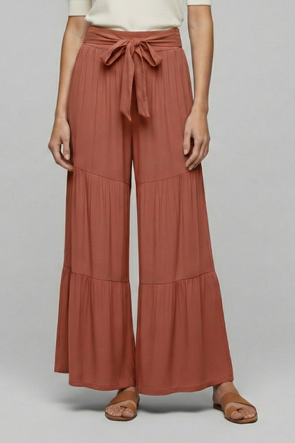 Elena | Tiered Palazzo Trousers with Drawstring Waist