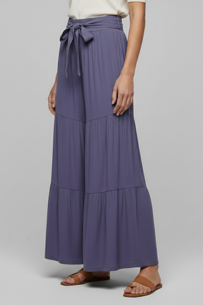 Elena | Tiered Palazzo Trousers with Drawstring Waist
