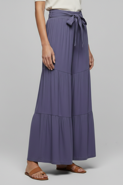 Elena | Tiered Palazzo Trousers with Drawstring Waist