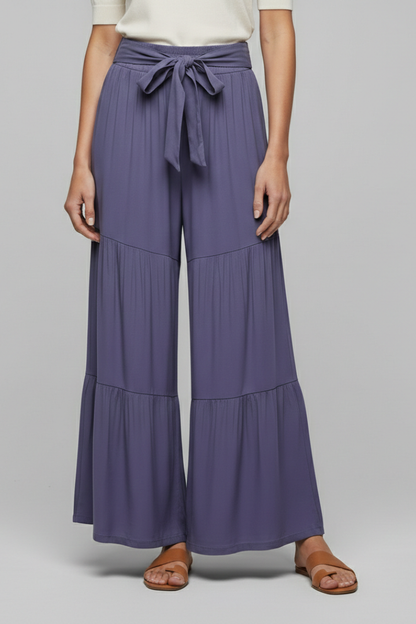Elena | Tiered Palazzo Trousers with Drawstring Waist