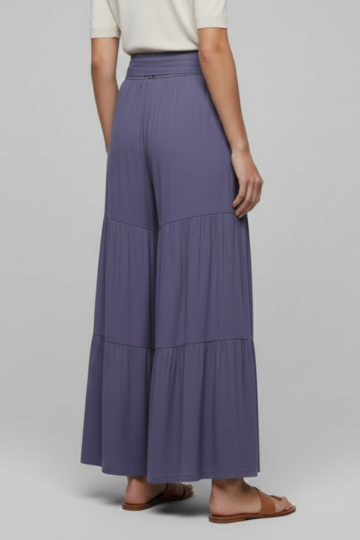 Elena | Tiered Palazzo Trousers with Drawstring Waist